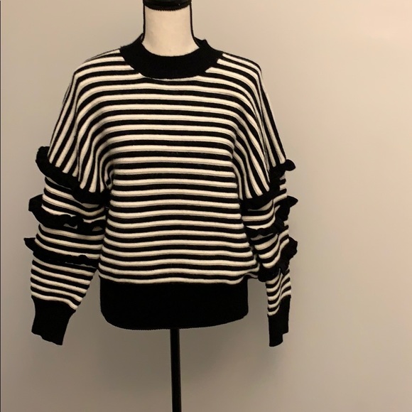 English Factory Sweaters - English Factory striped sweater w ruffles